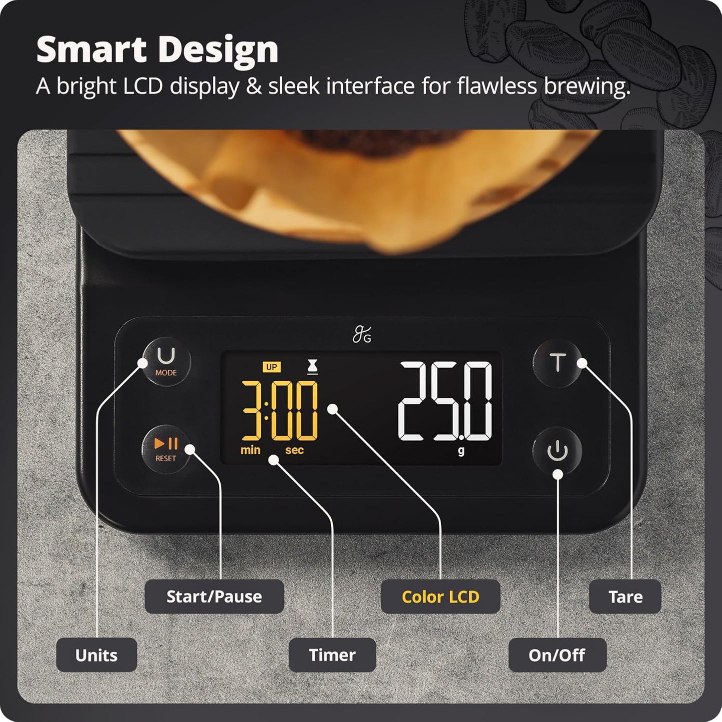 Digital coffee scale with timer - Greater Goods
