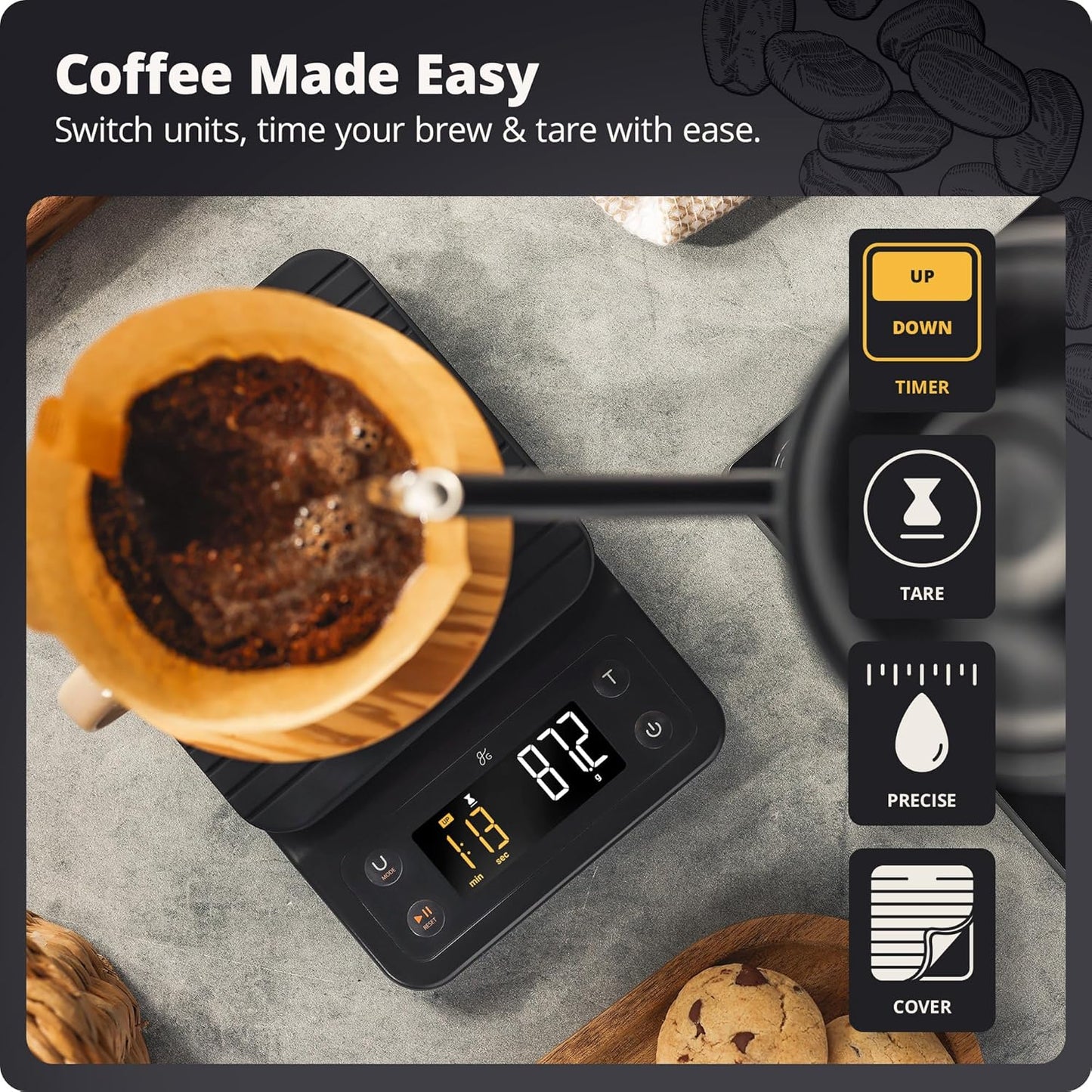 Digital coffee scale with timer - Greater Goods